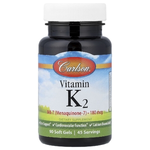 Carlson, витамин K2, 90 капсул (90 мкг в 1 капсуле)