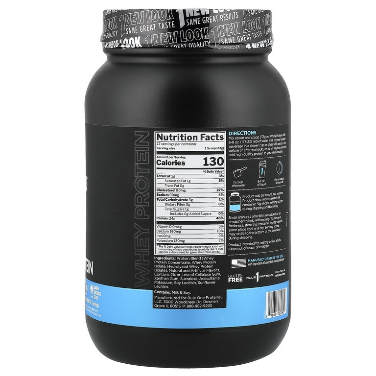 Rule One Proteins, сывороточный протеин, со вкусом ванильного мороженого, 891 г (1,96 фунта)