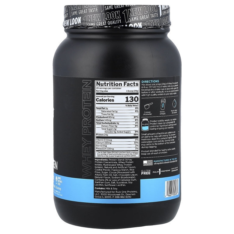 Rule One Proteins, сывороточный протеин, со вкусом печенья и крема, 884 г (1,95 фунта)