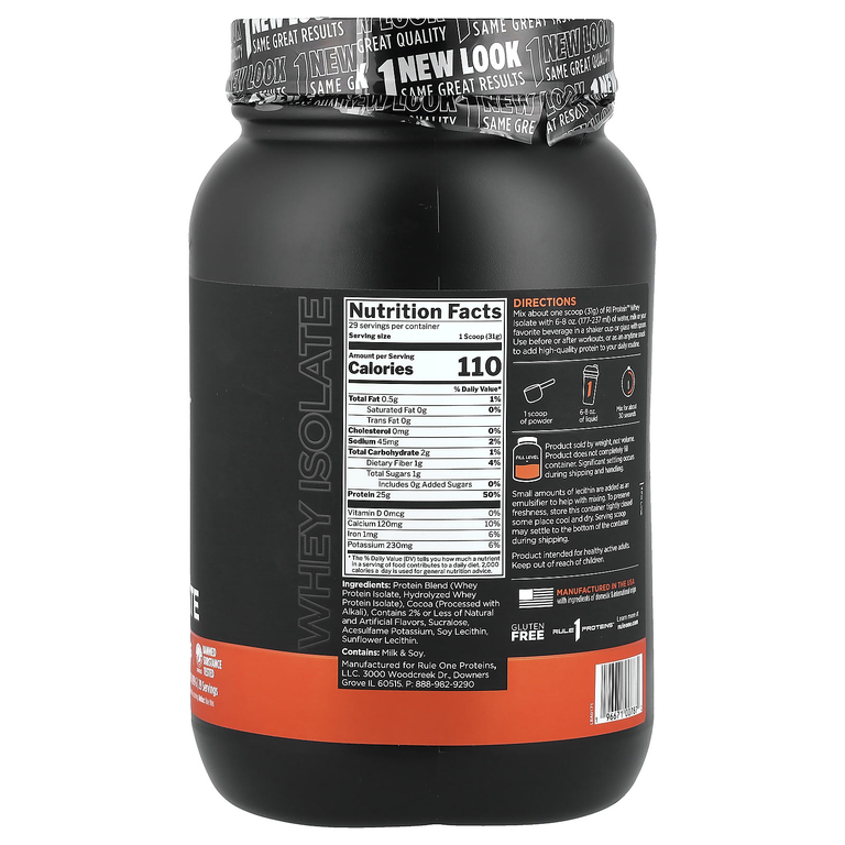 Rule One Proteins, R1 Protein™, сывороточный изолят, со вкусом кофе мокко, 899 кг (1,98 фунта)