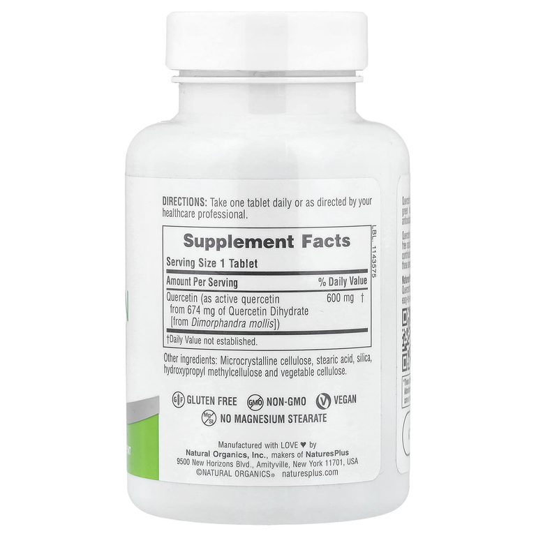 NaturesPlus, Pro Quercetin 600, 60 таблеток (600 мг в одной таблетке)