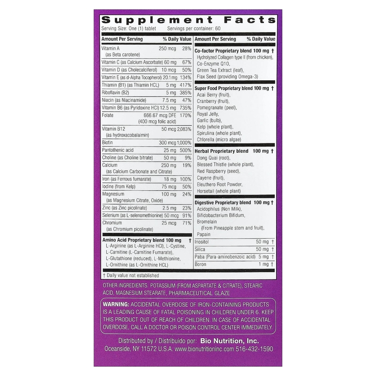 Bio Nutrition, Women's Wellness, 60 таблеток