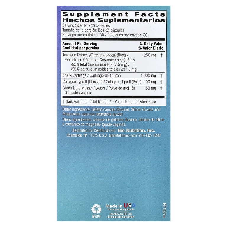 Bio Nutrition, здоровье суставов, с коллагеном типа 2, 60 капсул