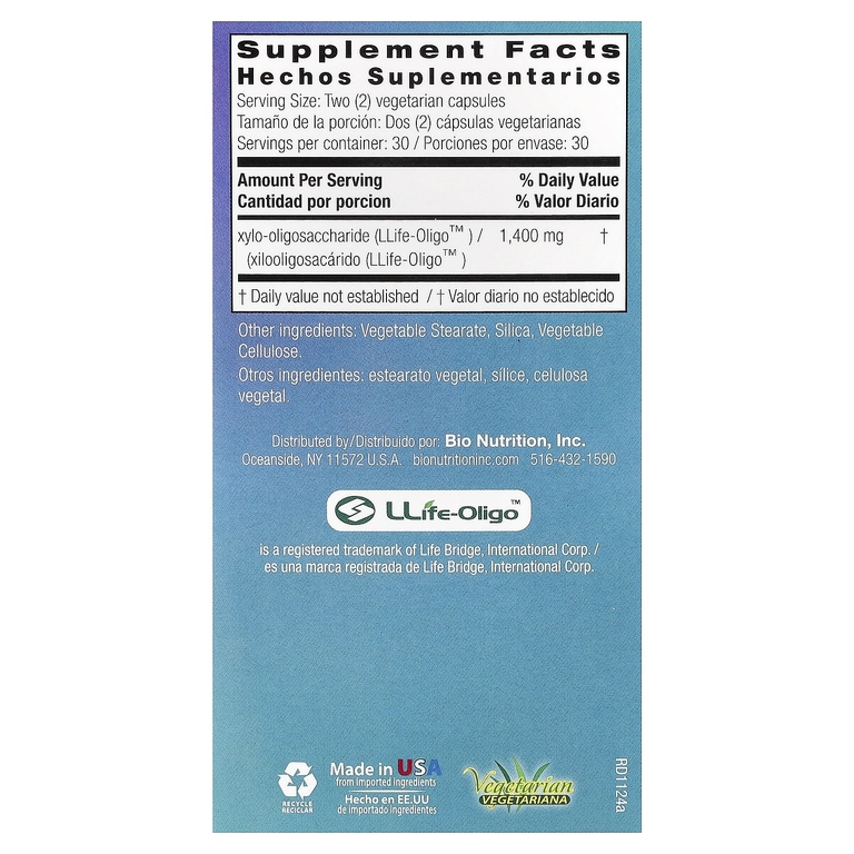 Bio Nutrition, пребиотик, 60 вегетарианских капсул (700 мг в 1 капсуле)