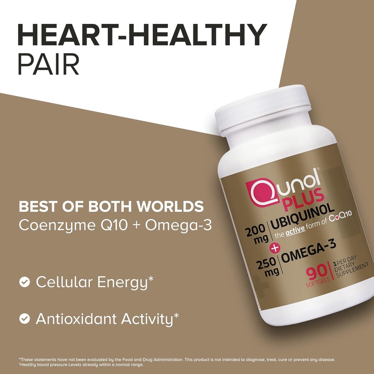 Qunol, Plus, убихинол и омега-3, 90 капсул