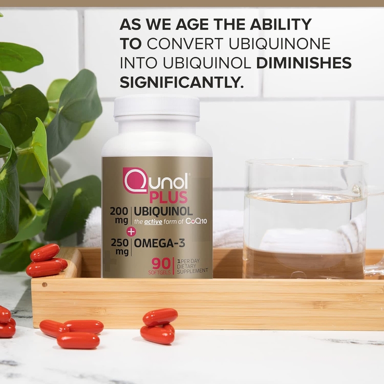 Qunol, Plus, убихинол и омега-3, 90 капсул