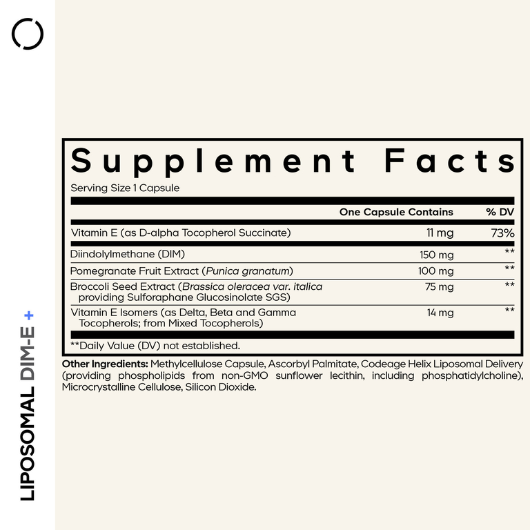 Codeage, Liposomal DIM-E+, дииндолилметан и витамин E, 120 растительных капсул