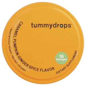 Tummydrops, Organic Drops, карамель, тыква и имбирь, 18 пастилок