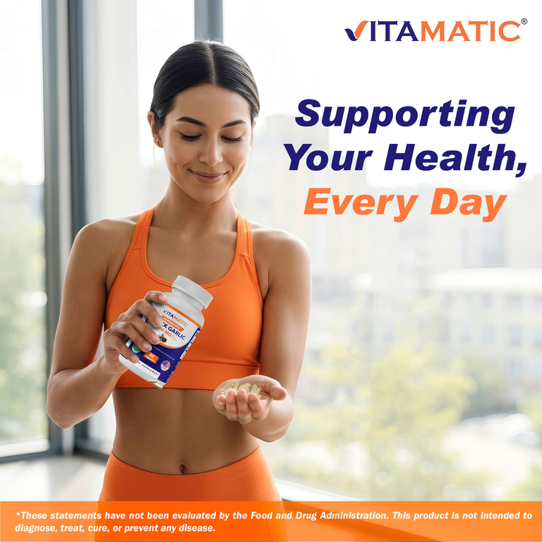 Vitamatic, Ферментированный черный чеснок, 60 капсул (500 мг на капсулу)