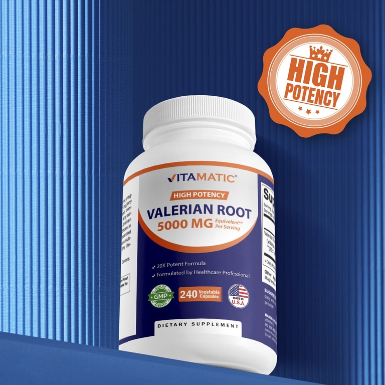 Vitamatic, корень валерианы, высокоэффективный, 240 растительных капсул (250 мг в 1 капсуле)