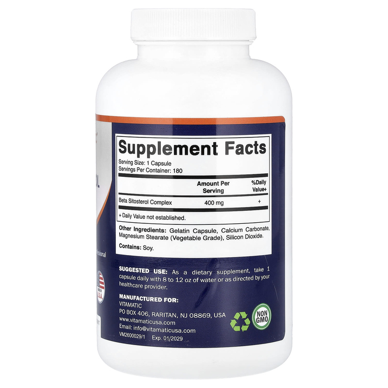 Vitamatic, Бета-ситостерол, 400 мг, 180 капсул