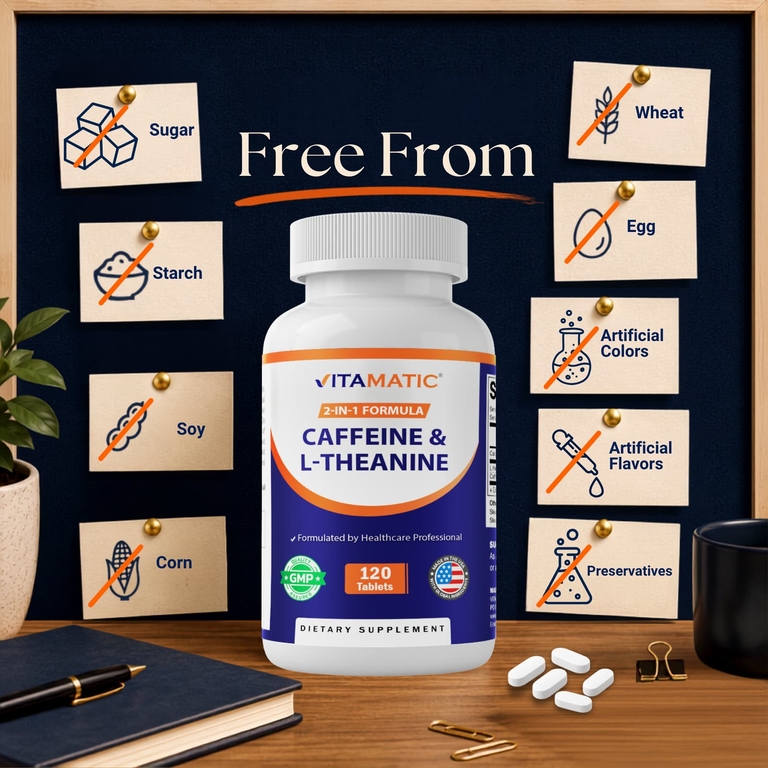 Vitamatic, кофеин и L-теанин, 120 таблеток