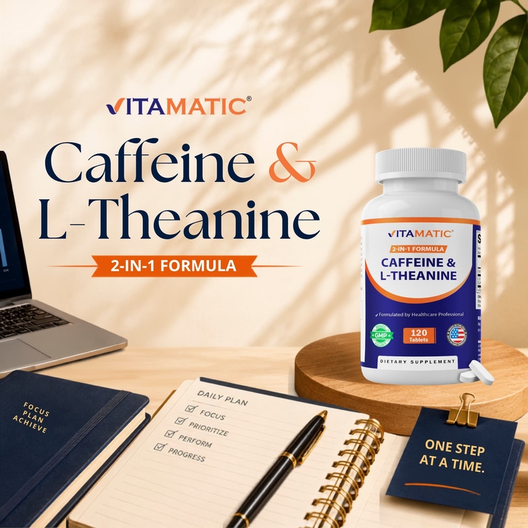 Vitamatic, кофеин и L-теанин, 120 таблеток