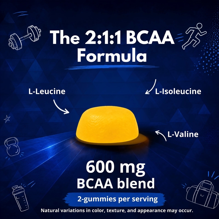 Vitamatic, BCAA, жевательные мармеладки, натуральный персиковый вкус, 60 жевательных таблеток (300 мг в 1 таблетке)