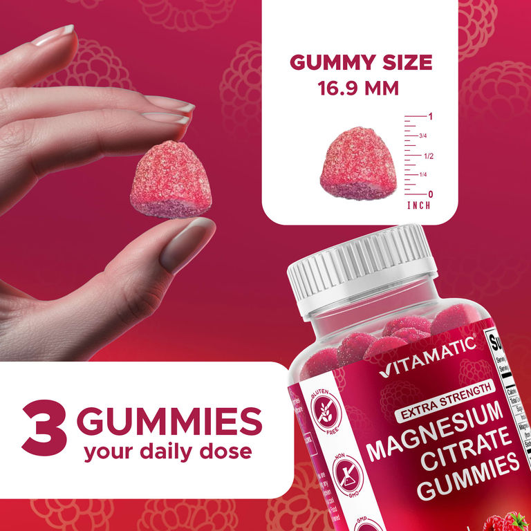Vitamatic, жевательные таблетки с цитратом магния, со вкусом натуральной малины, 60 жевательных таблеток