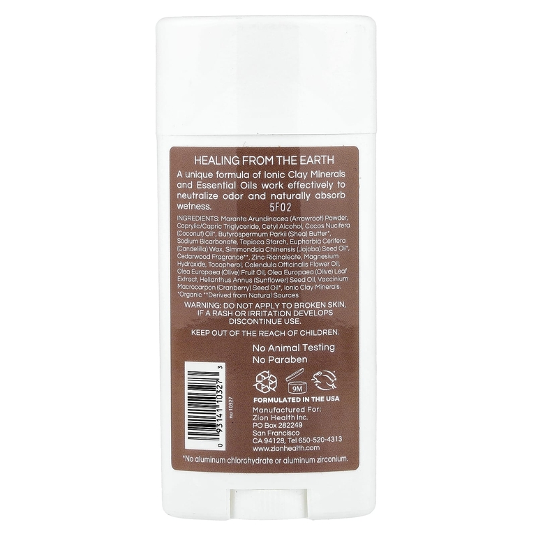 Zion Health, ClayDry, дезодорант, Bold, кедр, 80 г (2,8 унции)