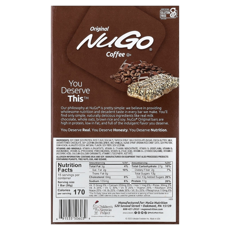 NuGo Nutrition, протеиновые батончики, кофе, 15 батончиков по 50 г (1,76 унции)
