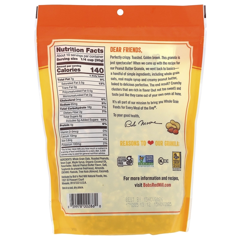 Bob's Red Mill, Homestyle Granola, арахисовая паста, 312 г (11 унций)