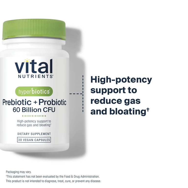 Vital Nutrients, Hyperbiotics®, пребиотики и пробиотики, 30 веганских капсул