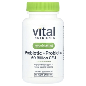 Vital Nutrients, Hyperbiotics®, пребиотики и пробиотики, 60 веганских капсул
