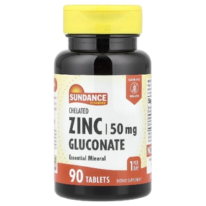 Sundance Vitamins, хелатный глюконат цинка, 50 мг, 90 таблеток