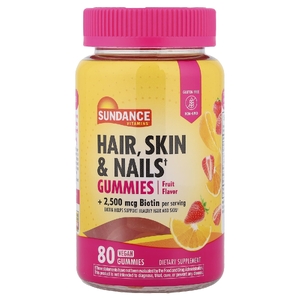 Sundance Vitamins, жевательные таблетки для волос, кожи и ногтей, фруктовый вкус, 80 веганских жевательных таблеток
