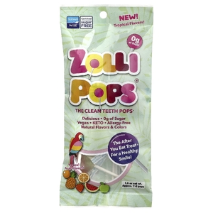 Zollipops, The Clean Teeth Pops®, тропические фрукты, прибл. 7-8 леденцов, 50 мл (1,6 унции) (Товар снят с продажи) 