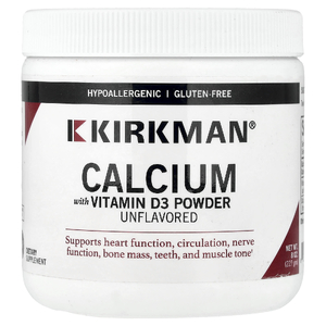 Kirkman Labs, кальций с витамином D3, в порошке, без добавок, 227 г (8 унций)