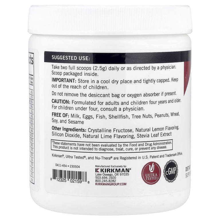 Kirkman Labs, Super Nu-Thera® в порошке с P5P, натуральный лимонный вкус, 454 г (16 унций)
