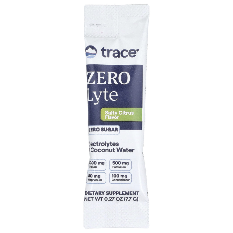Trace, ZEROLyte, электролиты и кокосовая вода, со вкусом соленого цитруса, 30 пакетиков по 7,7 г (0,27 унции)