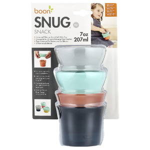 Boon, Snug Snack®, универсальная силиконовая крышка с стаканчиком, для детей от 9 месяцев, 2 стакана и 2 крышки по 207 мл (7 унций)