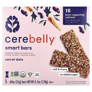 Cerebelly, Smart Bars, органические батончики для малышей, с морковным фиником, 5 батончиков, по 24 г (0,84 унции)