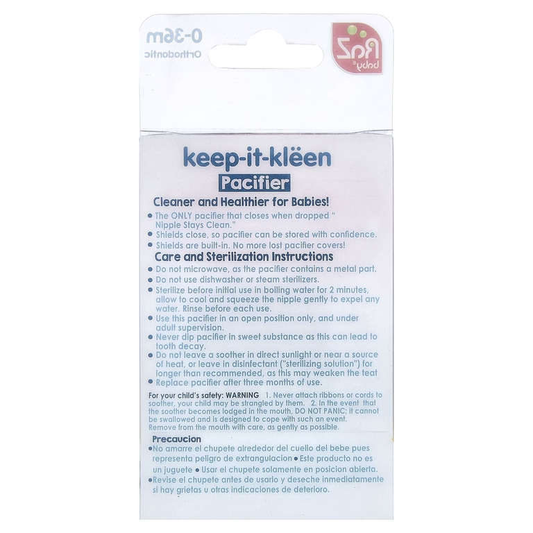 RaZbaby, Пустышка Keep-It-Kleen, для детей 0–36 мес, розовая и серая, 2 шт.