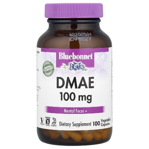 Bluebonnet Nutrition, ДМАЭ (диметиламиноэтанол), 100 мг, 100 растительных капсул
