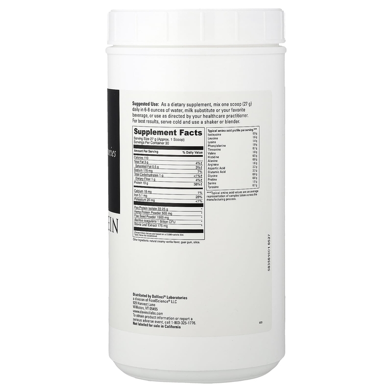 DaVinci Laboratories, Vegan Protein, крем со вкусом ванили, 810 г (28,58 унции)