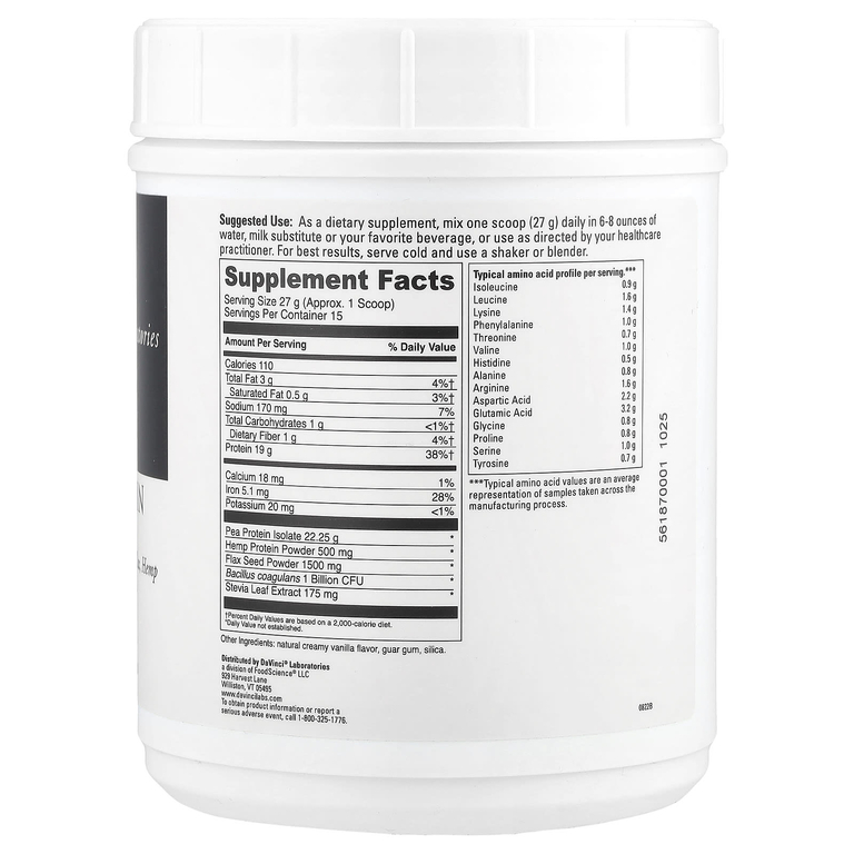 DaVinci Laboratories, Vegan Protein, сливочная ваниль, 405 г (14,29 унции)