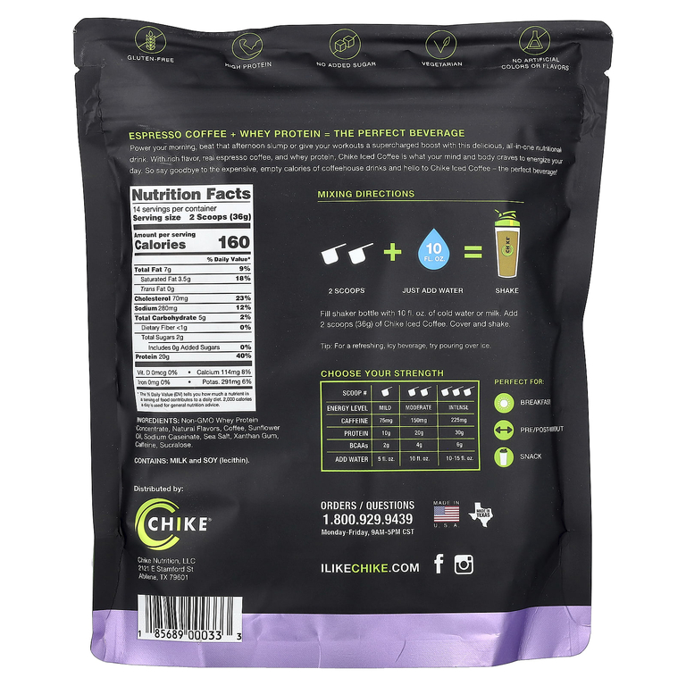 Chike Nutrition, Холодный кофе с высоким содержанием протеина, сладкие сливки, 504 г (17,8 унции)