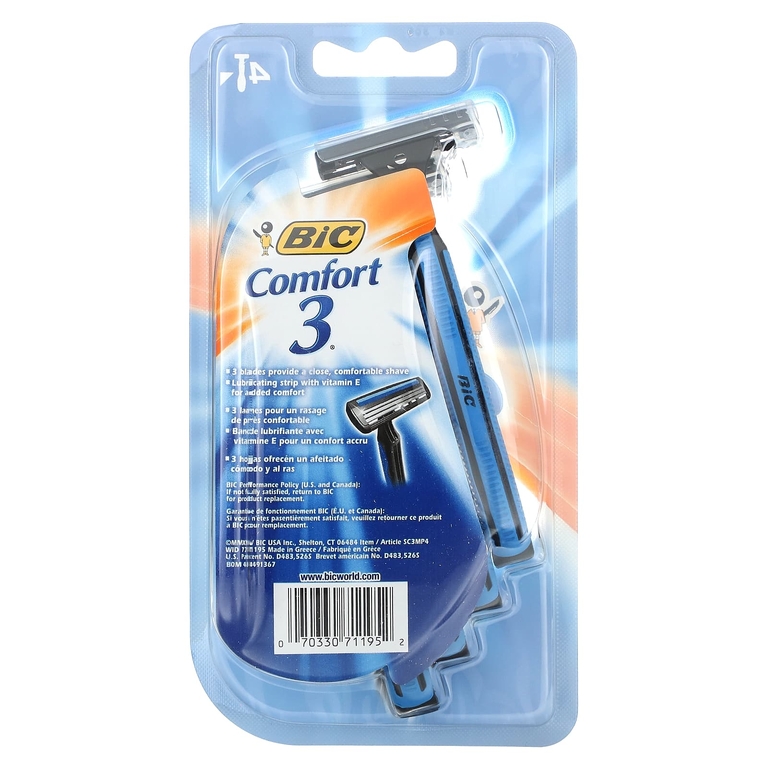 BIC, Comfort 3, одноразовые бритвенные станки, 4 шт. (Товар снят с продажи) 