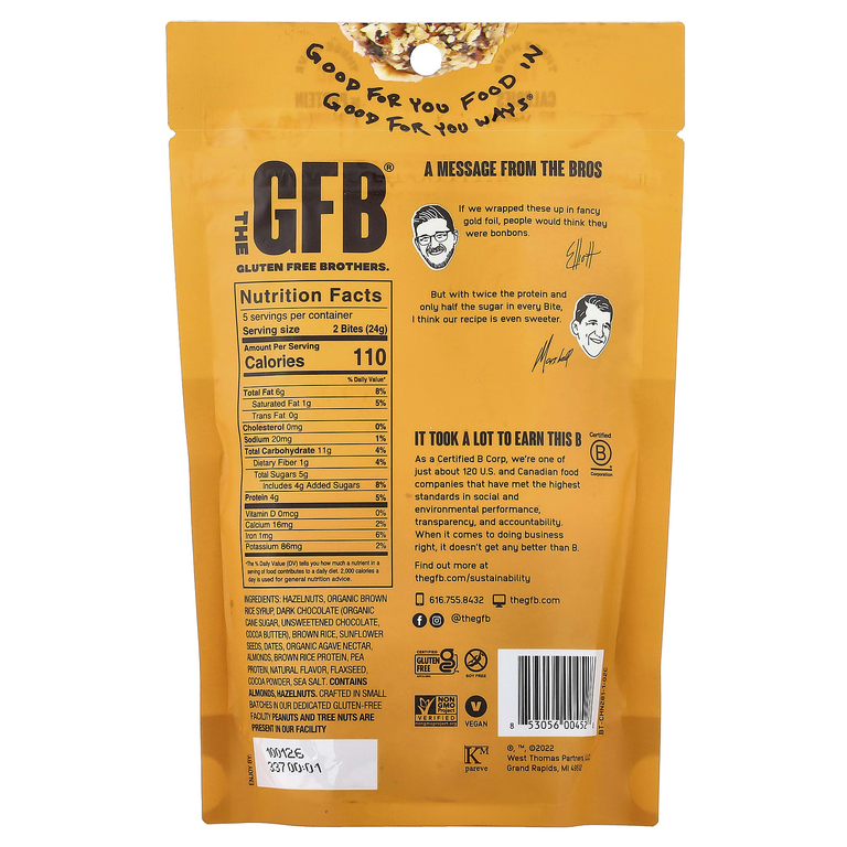 The GFB, Кусочки без глютена, темный шоколад + фундук, 113 г (4 унции)  
