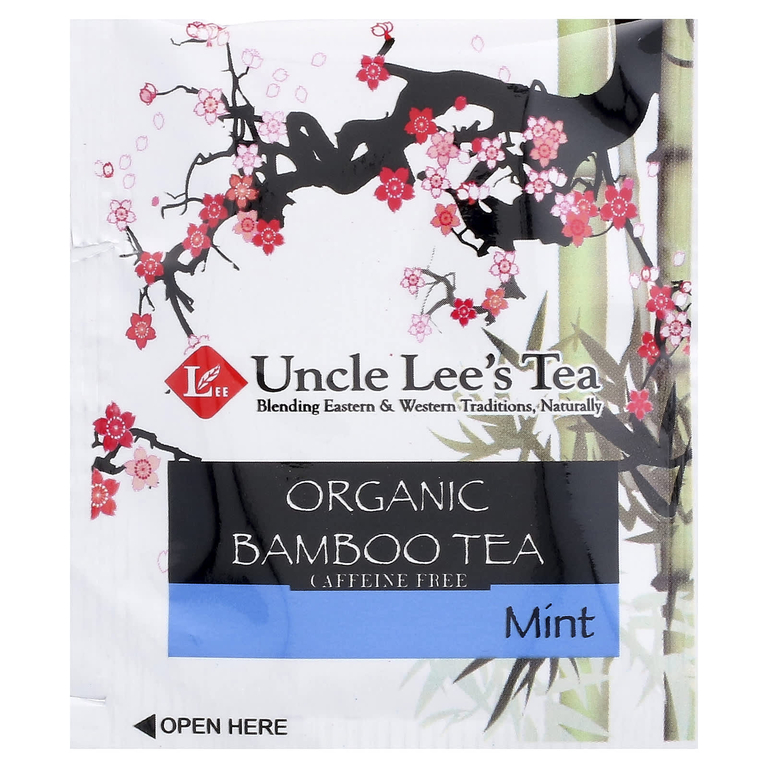 Uncle Lee's Tea, Органический бамбуковый чай, мята, без кофеина, 18 чайных пакетиков, 28,8 г (1,02 унции)