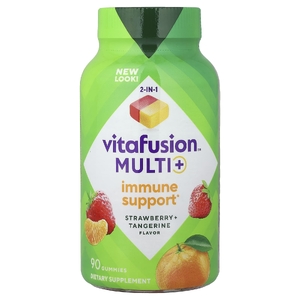 VitaFusion, Multi+, жевательные таблетки для поддержки иммунитета, со вкусом клубники и мандарина, 90 жевательных таблеток