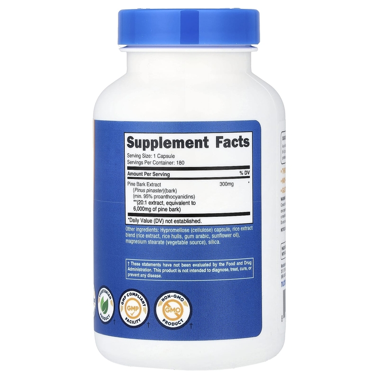 Nutricost, экстракт сосновой коры, 180 капсул (300 мг в 1 капсуле)