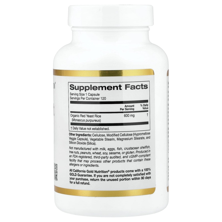 California Gold Nutrition, красный ферментированный рис, 600 мг, 120 растительных капсул