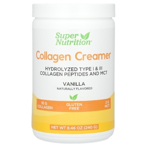 Super Nutrition, коллагеновые сливки с гидролизованным коллагеном типов 1 и 3, кальцием, белком и железом, ваниль, 240 г (8,46 унции)