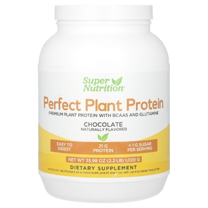 Super Nutrition, растительный протеин с изолятом горохового протеина, BCAA, семенами клюквы, чиа и инка инчи, шоколад, 1020 г (2,2 фунта) (Товар снят с продажи) 