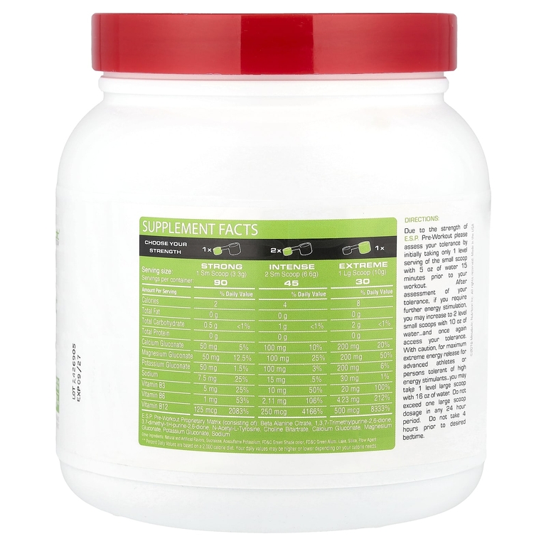 Metabolic Nutrition, ESP® Pre-Workout, зеленое яблоко, 300 г