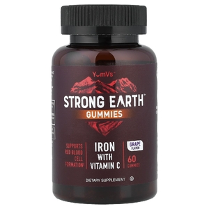YumVs, Strong Earth™, жевательные мармеладки, железо с витамином C, со вкусом винограда, 60 жевательных таблеток