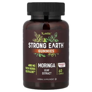 YumVs, Strong Earth™, жевательные таблетки, экстракт листьев моринги, клубничный вкус, 60 жевательных таблеток (200 мг в 1 таблетке)