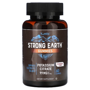 YumVs, Жевательные мармеладки Strong Earth, цитрат калия, клубника, 60 жевательных таблеток (49,5 мг в 1 жевательной мармеладке) (Товар снят с продажи) 