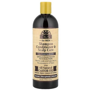 Okay Pure Naturals, для мужчин, шампунь-кондиционер и уход за кожей головы, 3 в 1 для волос и бороды, 473 мл (16 унций)